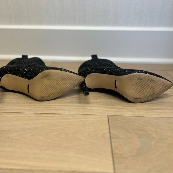 Black Rhinestone Heeled Booties Size 8.5 - Picture 5 of 5